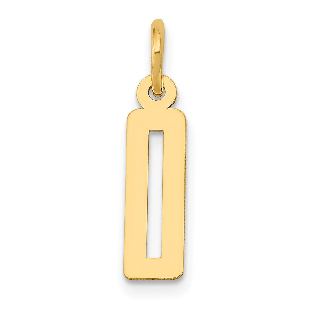 14K Gelbgold Klein Länglich Zahl 0 Charm