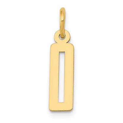 14K Gelbgold Klein Länglich Zahl 0 Charm