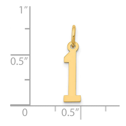 14K Gelbgold Klein Länglich Zahl 1 Charm