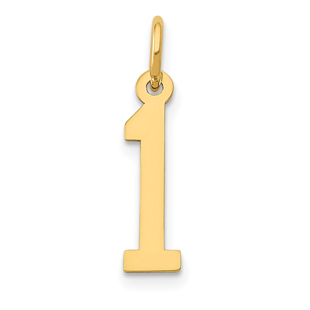 14K Gelbgold Klein Länglich Zahl 1 Charm