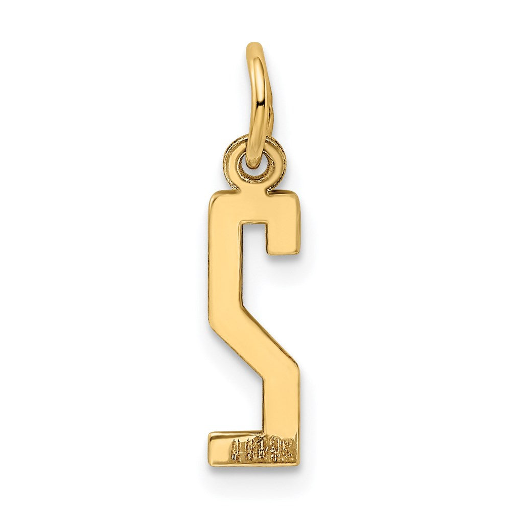 14K Gelbgold Klein Länglich Zahl 2 Charm