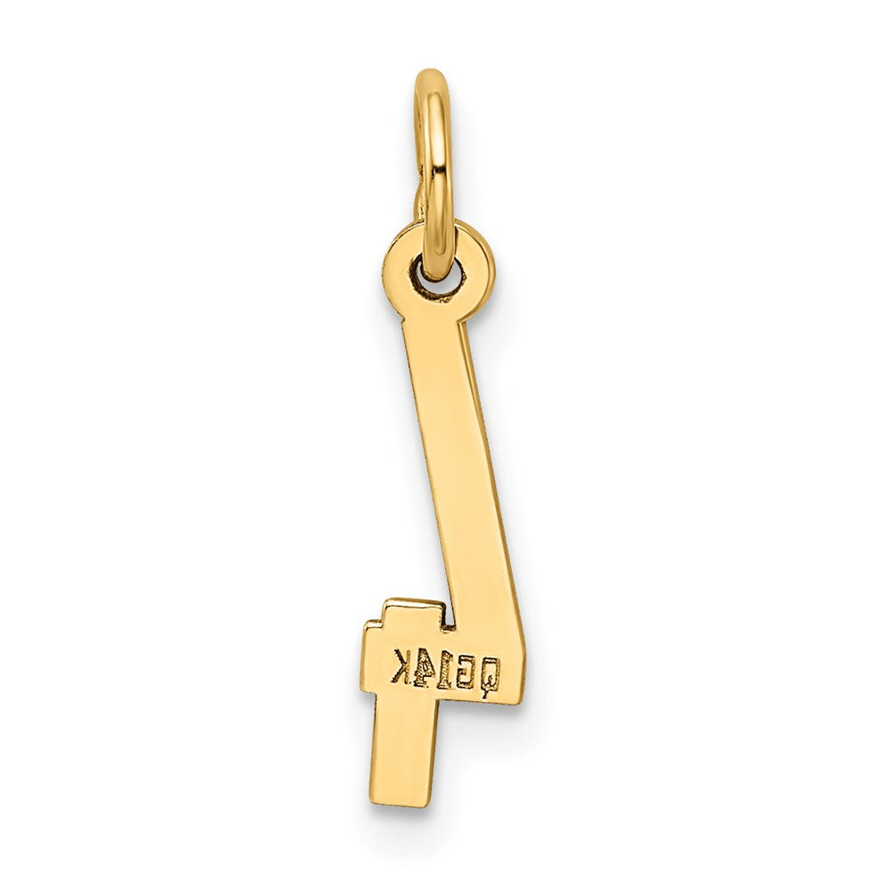 14K Gelbgold Klein Länglich Zahl 4 Charm