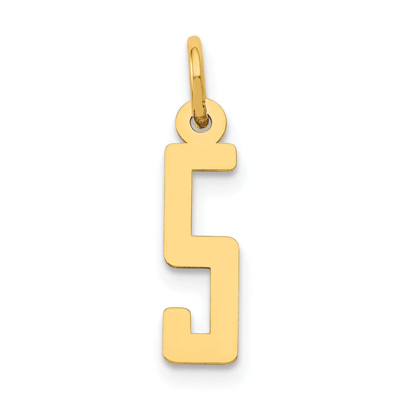 14K Gelbgold Klein Länglich Zahl 5 Charm