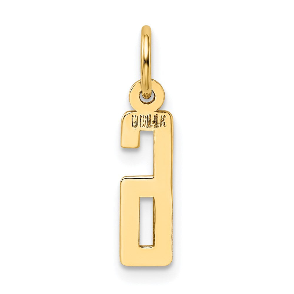 14K Gelbgold Klein Länglich Zahl 6 Charm