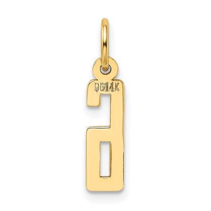 14K Gelbgold Klein Länglich Zahl 6 Charm