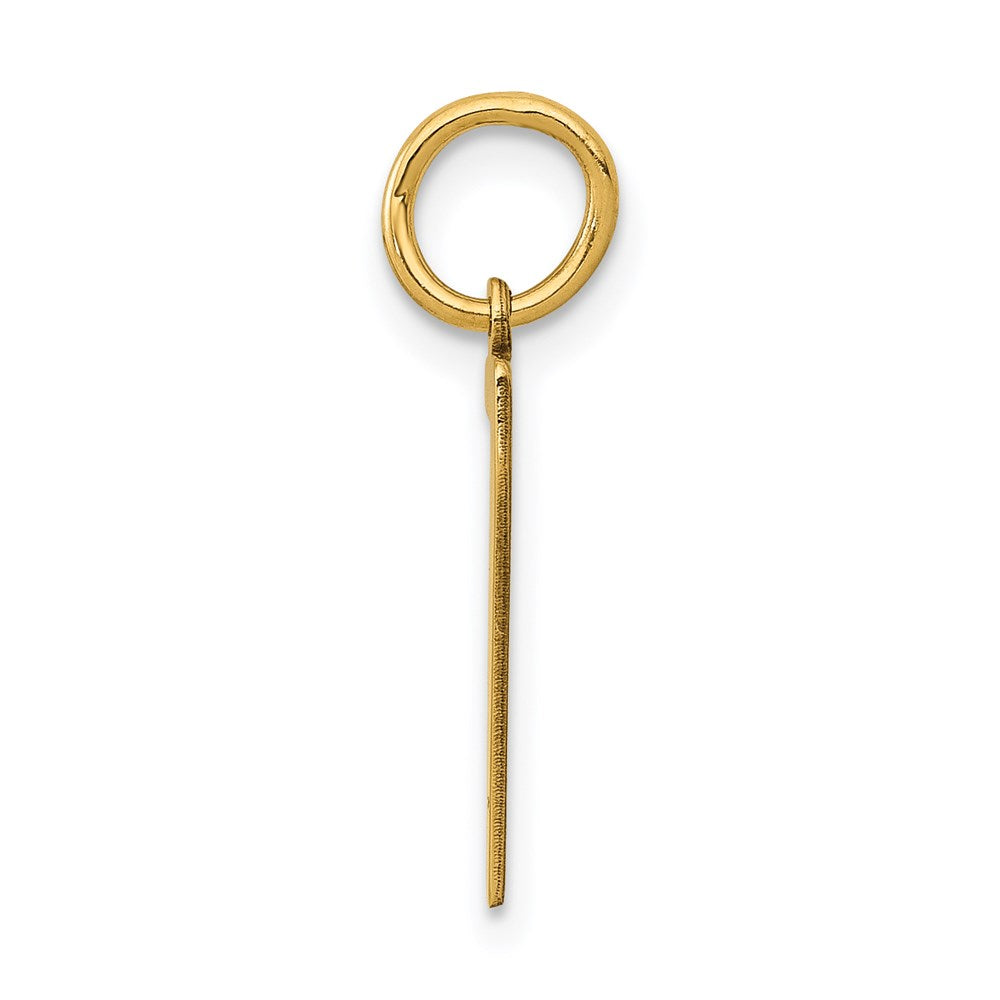 14K Gelbgold Klein Länglich Zahl 7 Charm