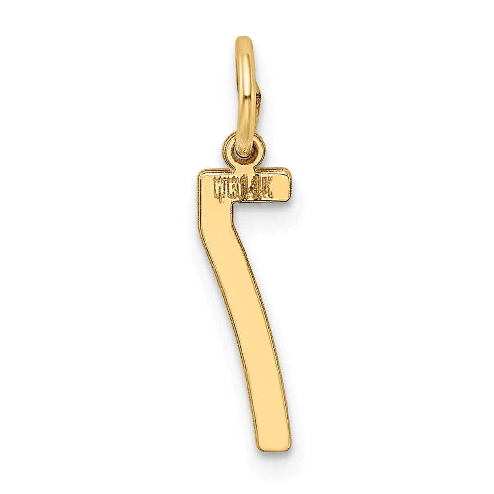 14K Gelbgold Klein Länglich Zahl 7 Charm