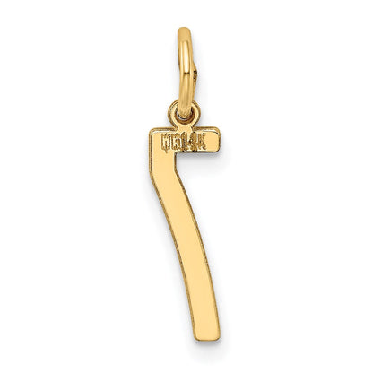 14K Gelbgold Klein Länglich Zahl 7 Charm