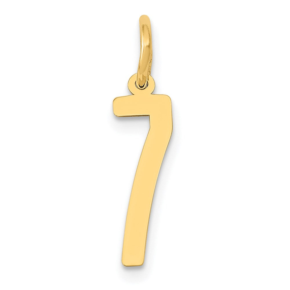 14K Gelbgold Klein Länglich Zahl 7 Charm