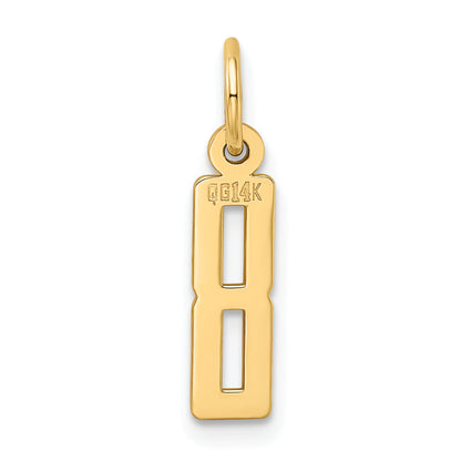 14K Gelbgold Klein Länglich Zahl 8 Charm