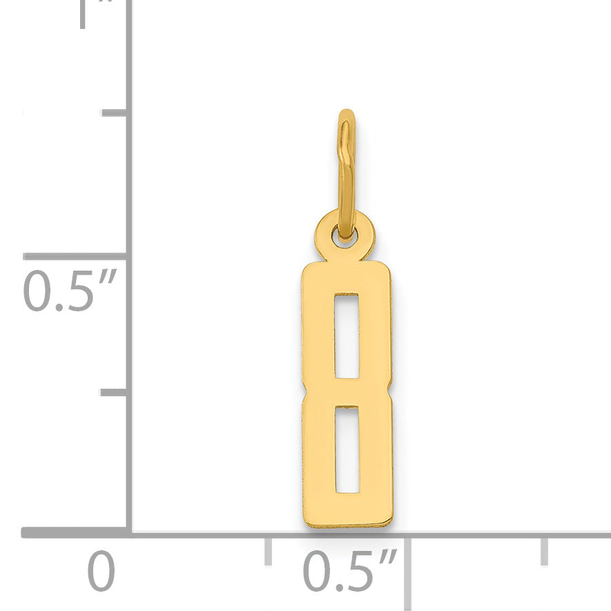14K Gelbgold Klein Länglich Zahl 8 Charm
