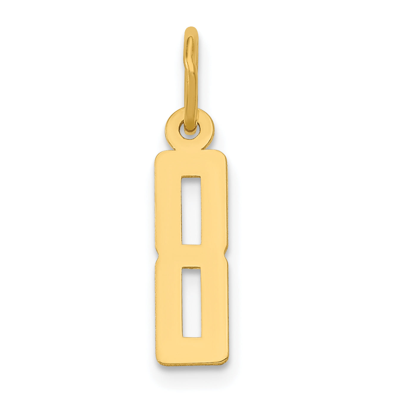 14K Gelbgold Klein Länglich Zahl 8 Charm