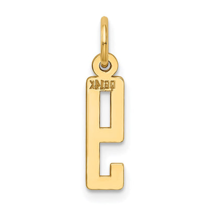 14K Gelbgold Klein Länglich Zahl 9 Charm