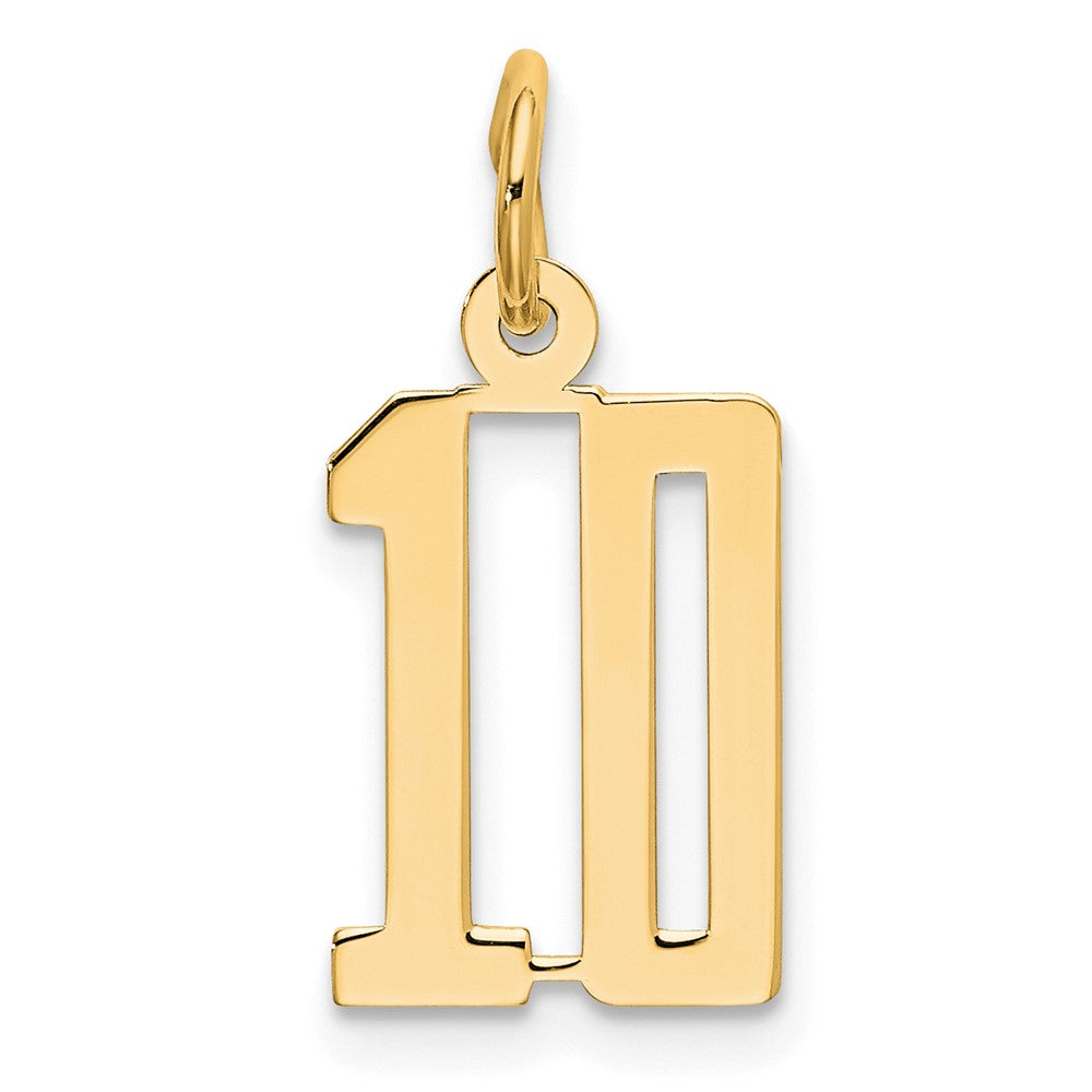 14K Gelbgold Klein Länglich Zahl 10 Charm