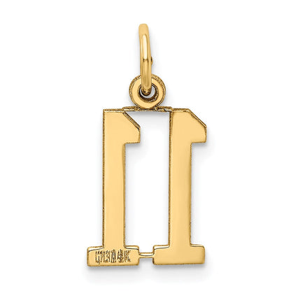 14K Gelbgold Klein Länglich Zahl 11 Charm