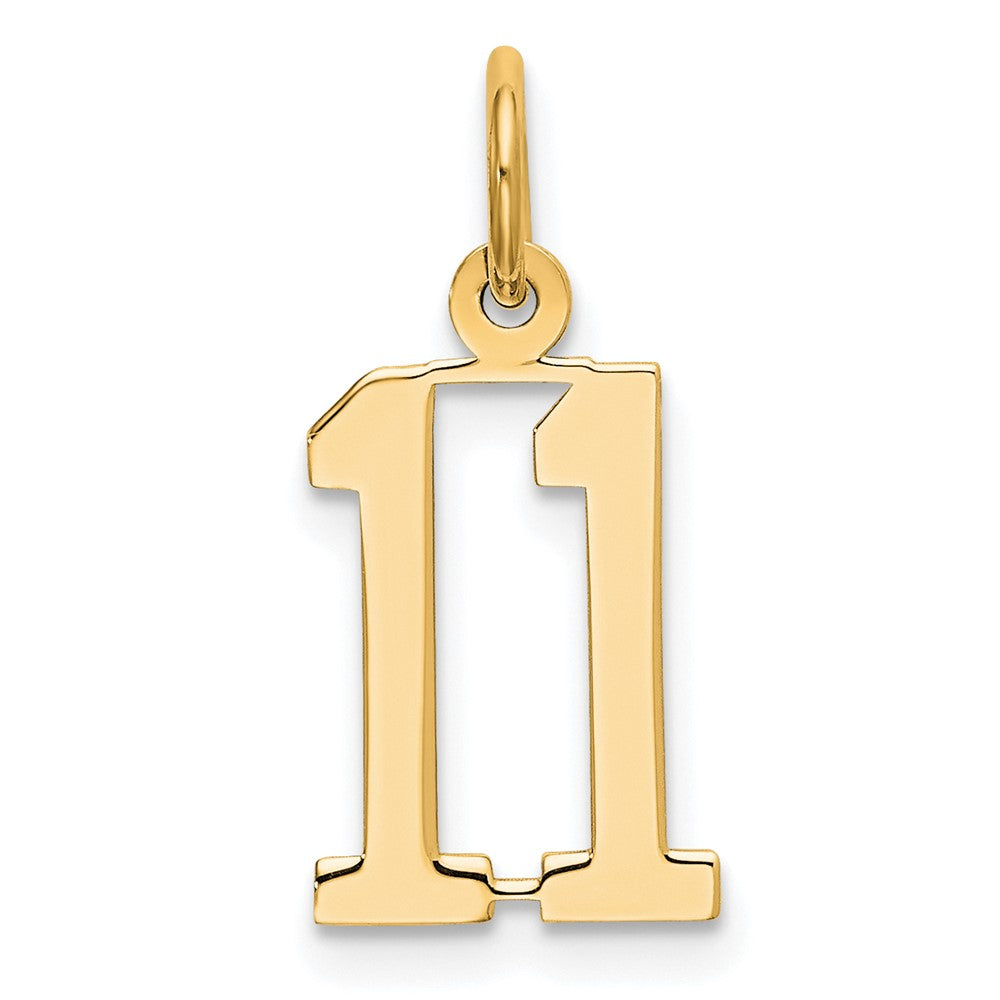 14K Gelbgold Klein Länglich Zahl 11 Charm