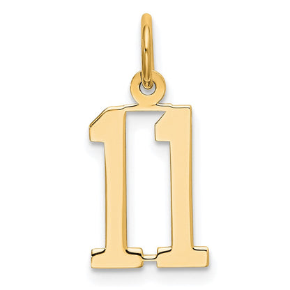 14K Gelbgold Klein Länglich Zahl 11 Charm