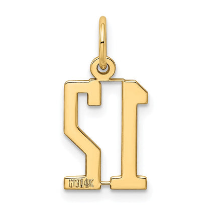 14K Gelbgold Klein Länglich Zahl 12 Charm