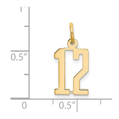 14K Gelbgold Klein Länglich Zahl 12 Charm