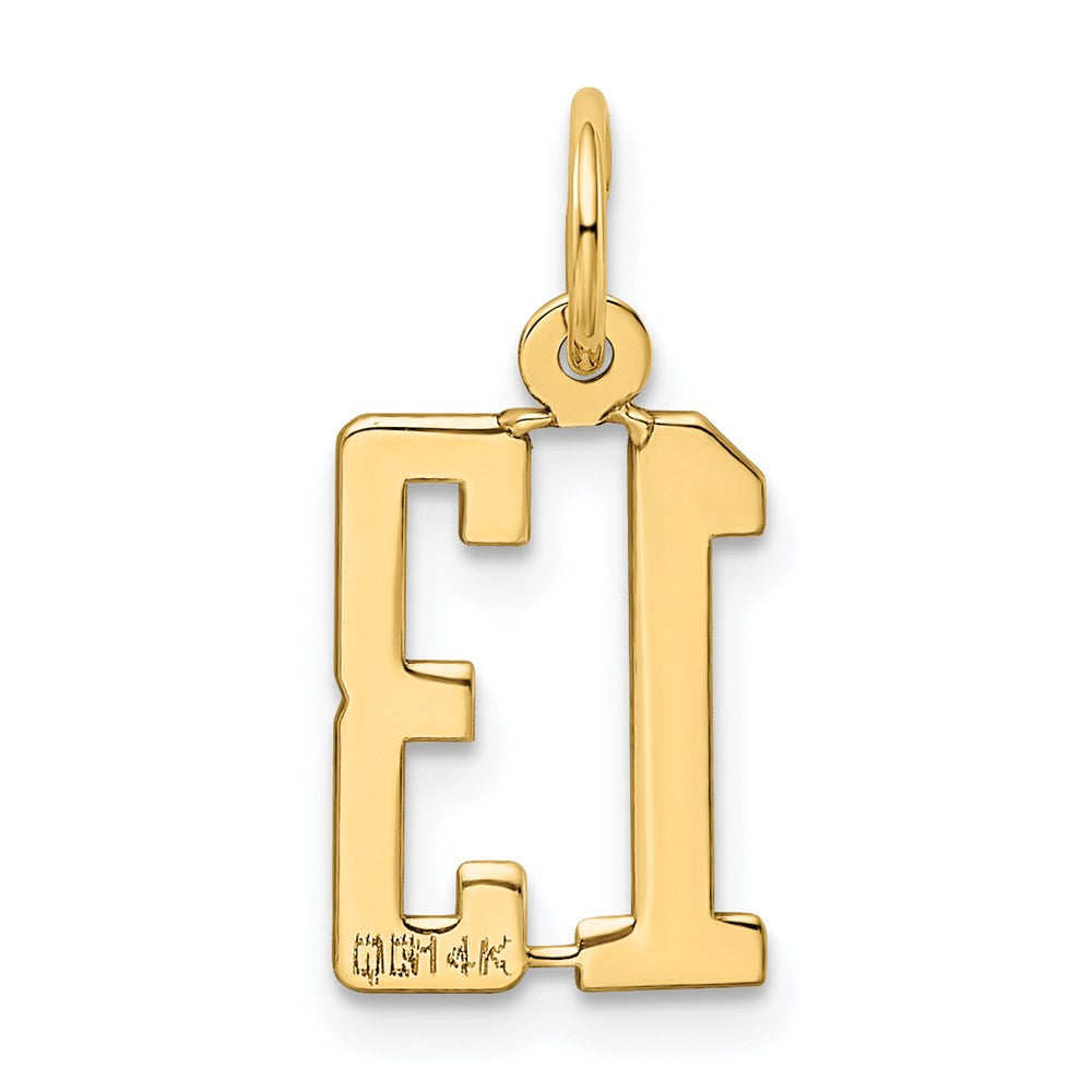 14K Gelbgold Klein Länglich Zahl 13 Charm