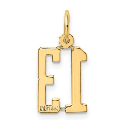 14K Gelbgold Klein Länglich Zahl 13 Charm