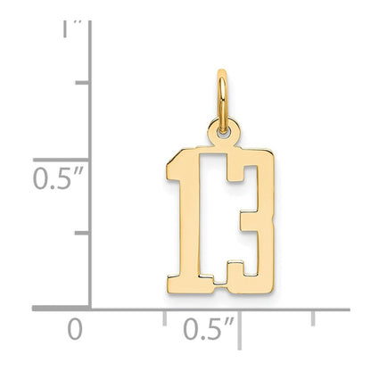14K Gelbgold Klein Länglich Zahl 13 Charm