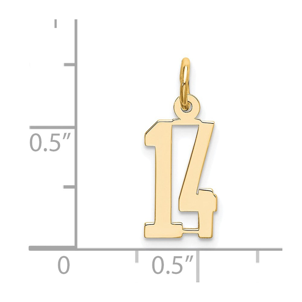 14K Gelbgold Klein Länglich Zahl 14 Charm