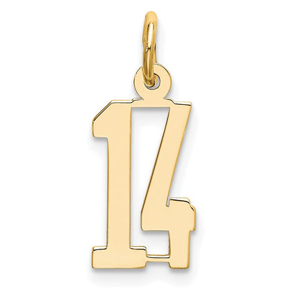 14K Gelbgold Klein Länglich Zahl 14 Charm