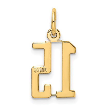 14K Gelbgold Klein Länglich Zahl 15 Charm