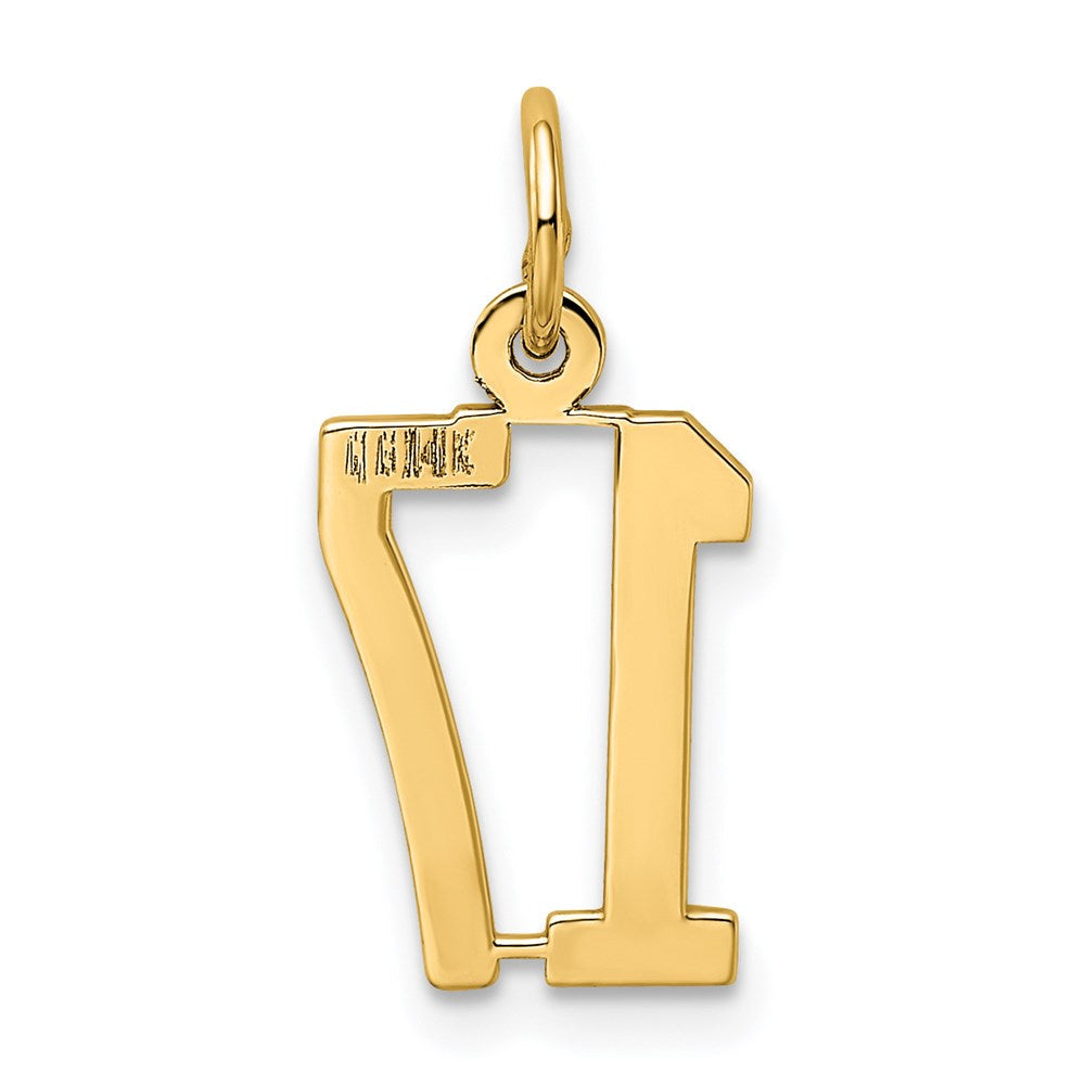 14K Gelbgold Klein Länglich Zahl 17 Charm