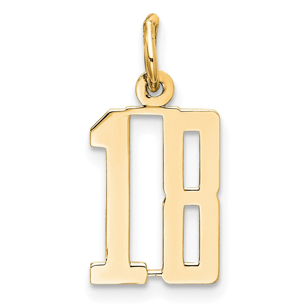 14K Gelbgold Klein Länglich Zahl 18 Charm