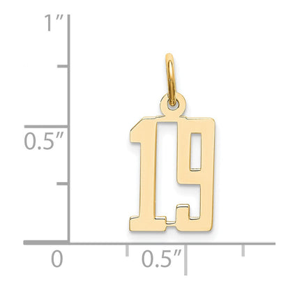 14K Gelbgold Klein Länglich Zahl 19 Charm