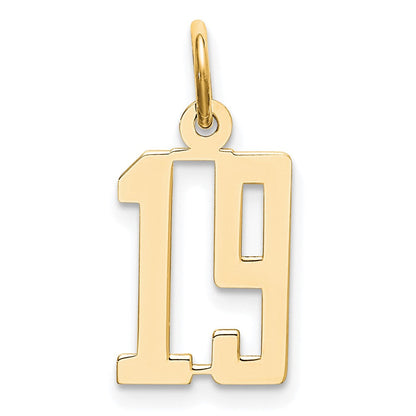 14K Gelbgold Klein Länglich Zahl 19 Charm