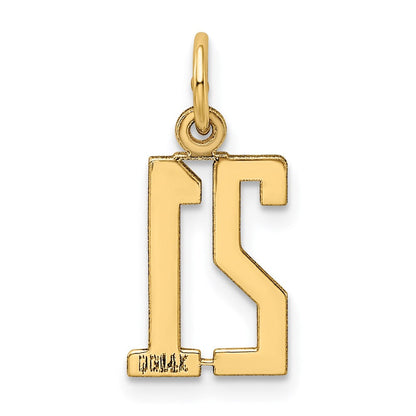 14K Gelbgold Klein Länglich Zahl 21 Charm