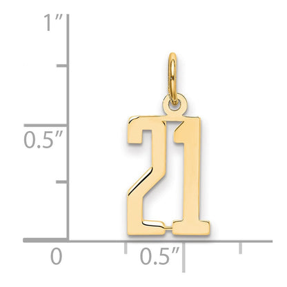 14K Gelbgold Klein Länglich Zahl 21 Charm