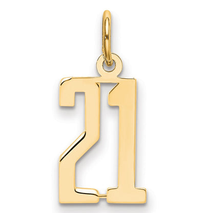 14K Gelbgold Klein Länglich Zahl 21 Charm