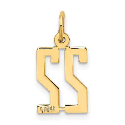 14K Gelbgold Klein Länglich Zahl 22 Charm