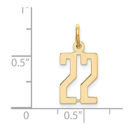 14K Gelbgold Klein Länglich Zahl 22 Charm