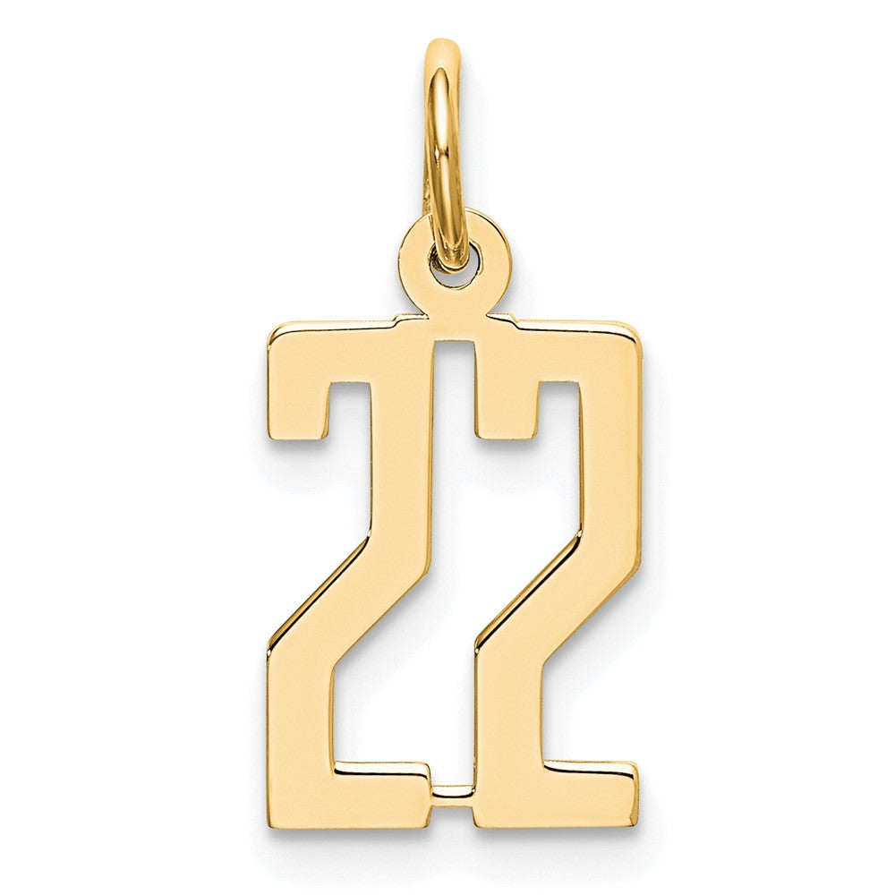 14K Gelbgold Klein Länglich Zahl 22 Charm