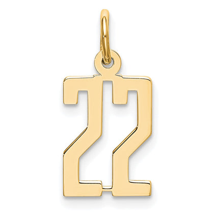 14K Gelbgold Klein Länglich Zahl 22 Charm
