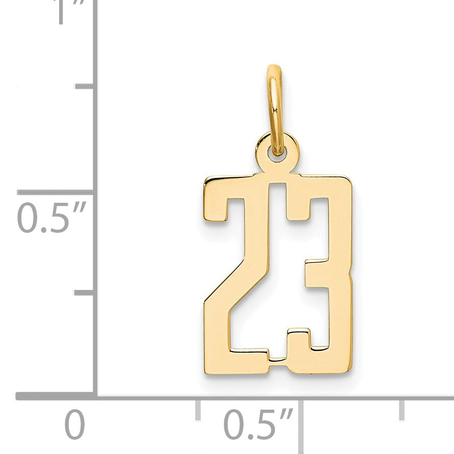 14K Gelbgold Klein Länglich Zahl 23 Charm