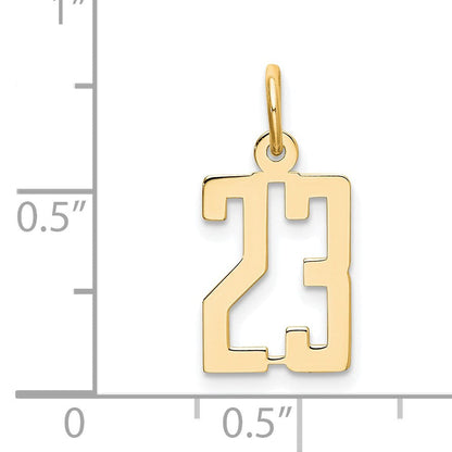 14K Gelbgold Klein Länglich Zahl 23 Charm