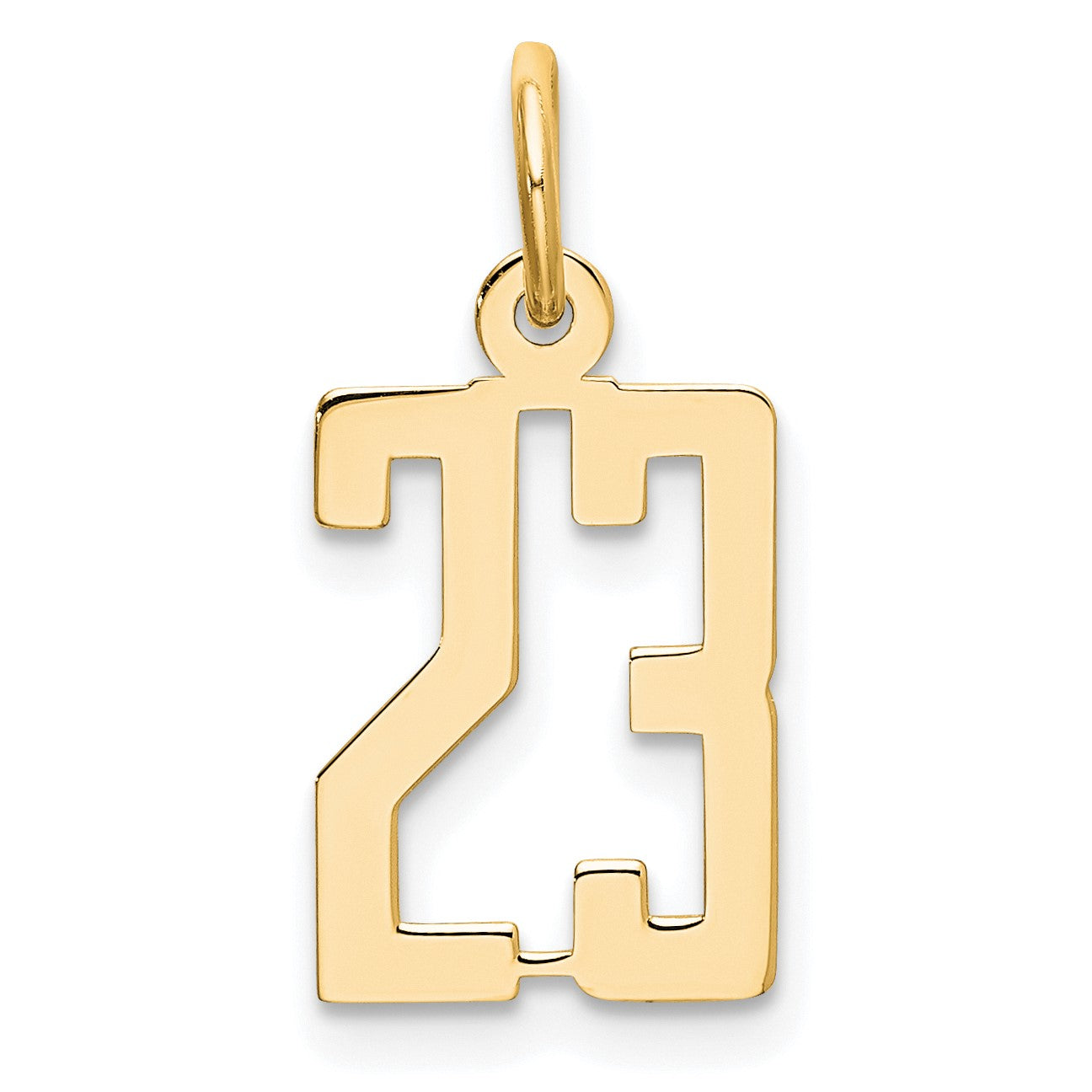 14K Gelbgold Klein Länglich Zahl 23 Charm