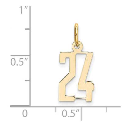 14K Gelbgold Klein Länglich Zahl 24 Charm