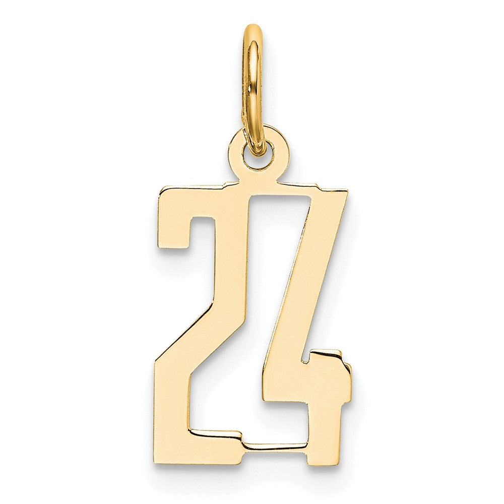 14K Gelbgold Klein Länglich Zahl 24 Charm