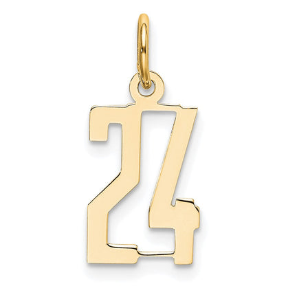 14K Gelbgold Klein Länglich Zahl 24 Charm