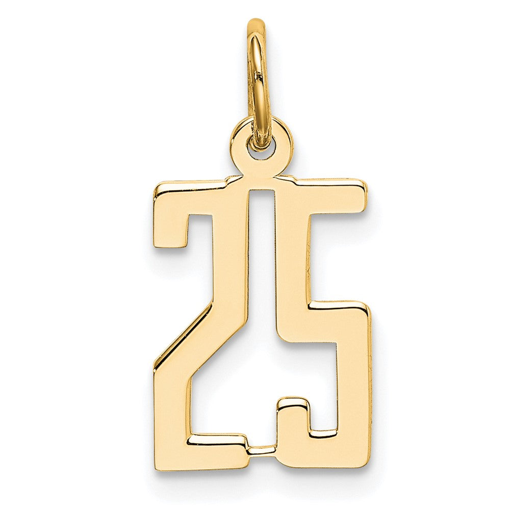 14K Gelbgold Klein Länglich Zahl 25 Charm