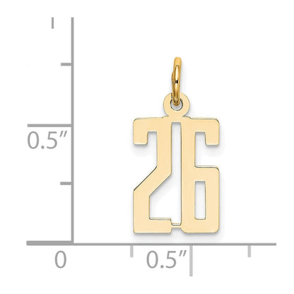 14K Gelbgold Klein Länglich Zahl 26 Charm