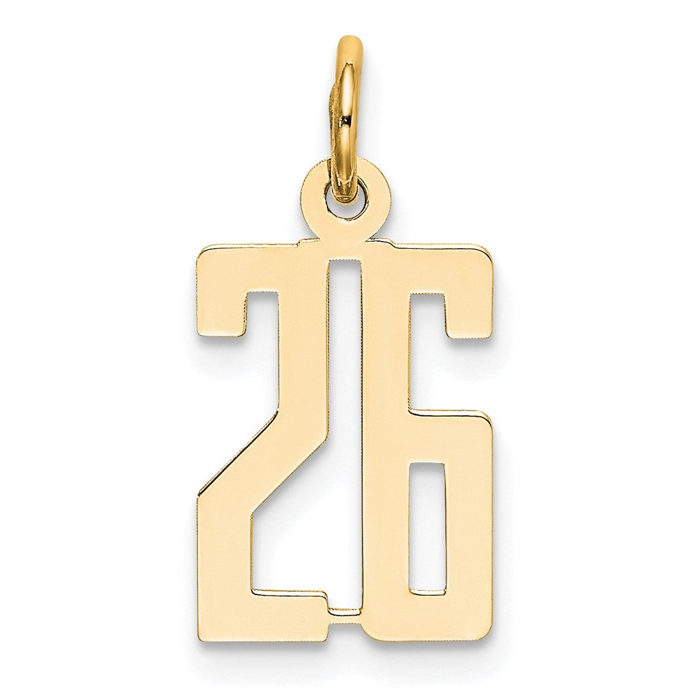 14K Gelbgold Klein Länglich Zahl 26 Charm