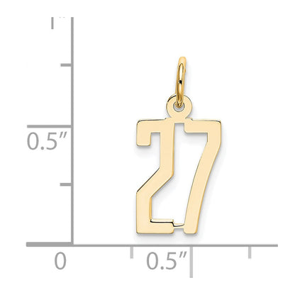 14K Gelbgold Klein Länglich Zahl 27 Charm
